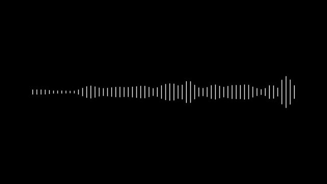 white linear audio spectrum animation music visualizer sound wave dark background motion graphic element seamless looping video asset 3840x2160 resolution 4k