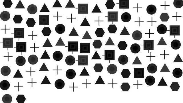 Black and White Geometric Shapes Seamless Pattern | Minimal Abstract Background