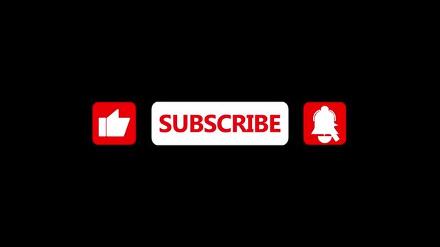 Pop up YouTube subscribe like bell icon button clicked animation motion graphic. for social media and platforms