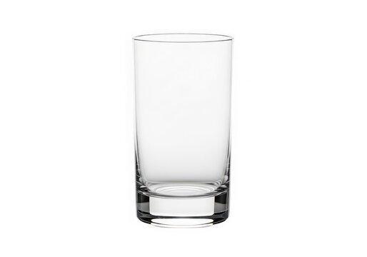 Clear empty drinking glass with thick base studio shot isolated on white background