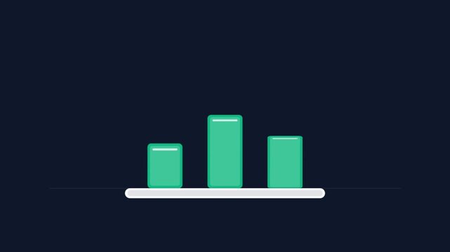 Abstract animation of yellow blocks stacking up against dark blue background
