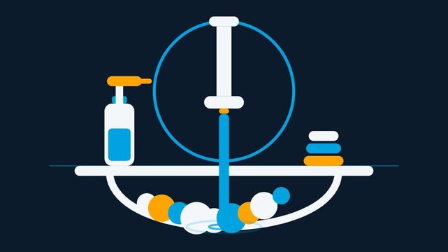 Animated Bathroom Sink with Soap Dispenser and Mirror Graphic