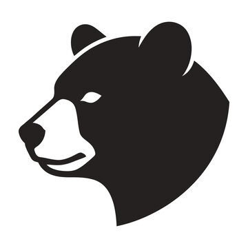 Black bear head silhouette profile side view