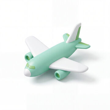 Airplane travel icon. 3d icon on white background