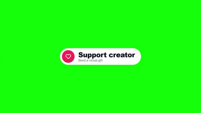 Support creator button collection modern graphic design heart icon on green screen background overlay element for social media stream content creation