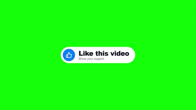 Social media like button interface thumbs up icon modern clean minimalist graphic animation green screen chroma key overlay for content creators