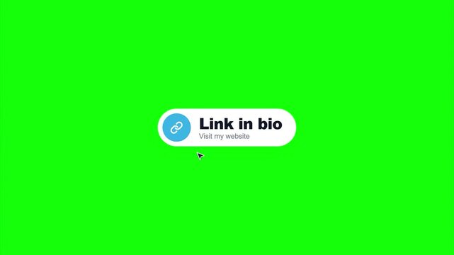 Social media link in bio button flat modern graphic animation overlay chroma key green screen social media marketing asset