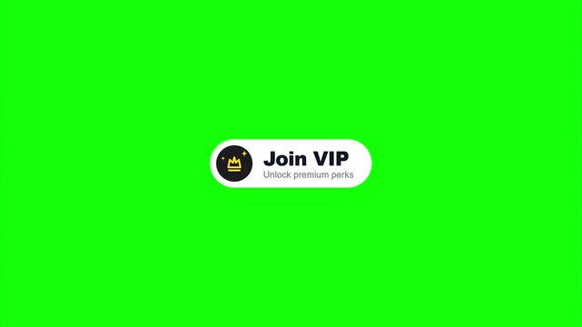 Join vip subscription buttons modern graphic animation green screen overlay for social media content editing