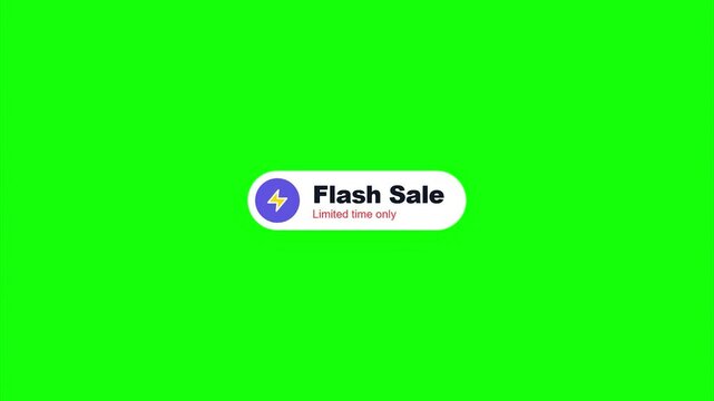 Flash sale promotional button elements green screen chroma key modern minimalist flat design e-commerce marketing advertising campaign animation