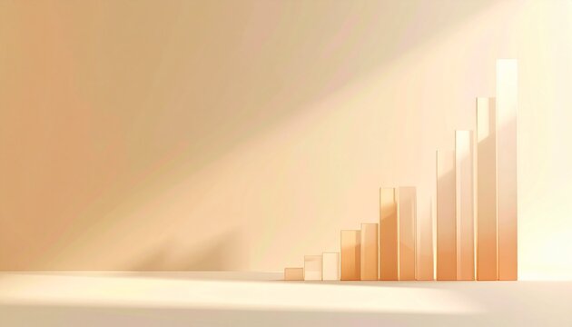 Rising Bar Chart on Warm Beige Background Business Growth Concept