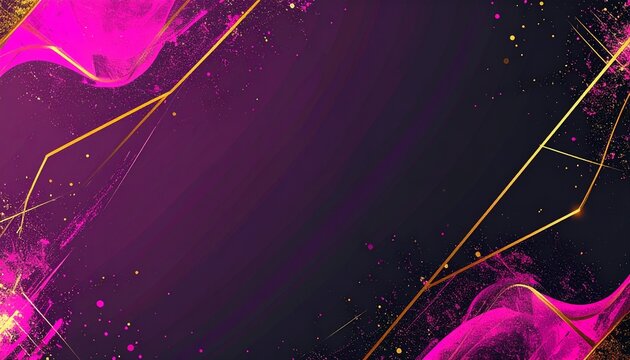 Abstract Neon Pink and Gold Geometric Lines Glitter Background Banner Concept