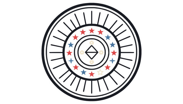 Patriotic circular emblem with stars and geometric lines