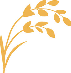 Obraz premium Golden Rice Stalks Flat Vector Illustration