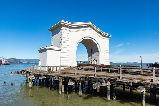Historic Pier 43 Ferry Arch at Fisherman's Wharf in San Francisco, California