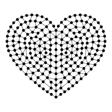 Decorative Dotted Heart Shape Icon Love and Romance