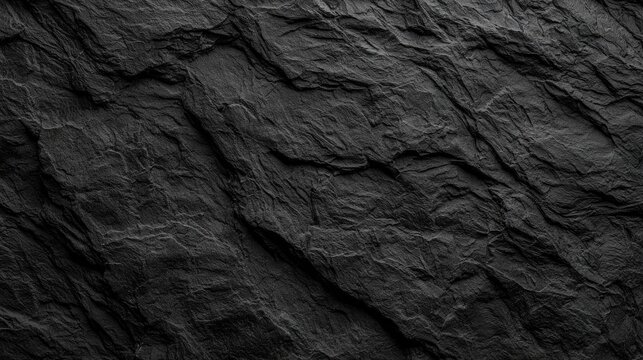 A close-up image of a textured black rock surface displaying natural cracks and rough patterns.