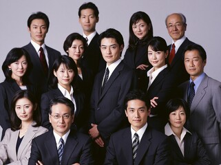 Fototapeta premium お互いの個性を尊重し笑顔で整列する多様性溢れるビジネスチーム