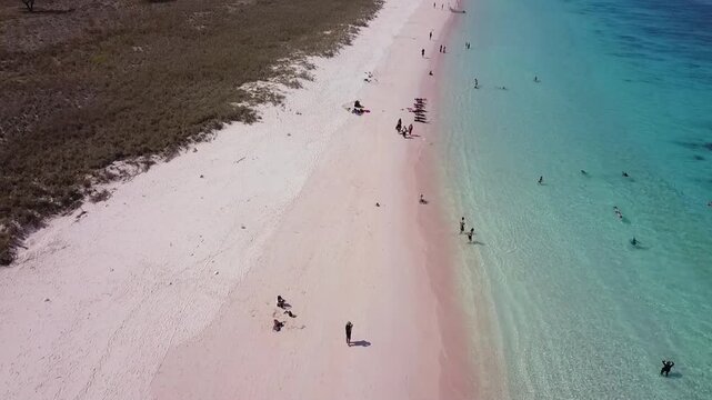 Pink Beach Labuan Bajo Drone View, Komodo National Park, Indonesia