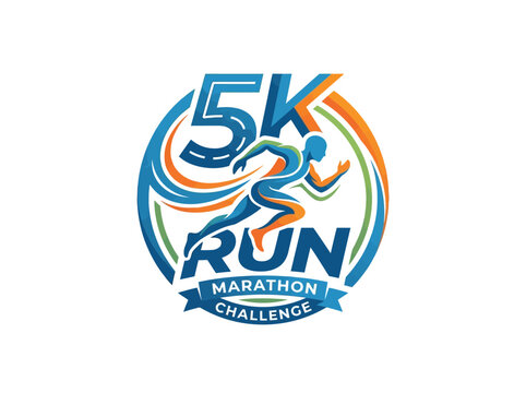 Energetic 5K Run Marathon Challenge Graphic Design Sport Event