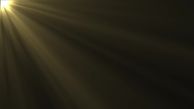golden sunlight beam corner light rays animation glowing sunburst dark background motion graphic element seamless looping video asset 3840x2160 resolution 4k
