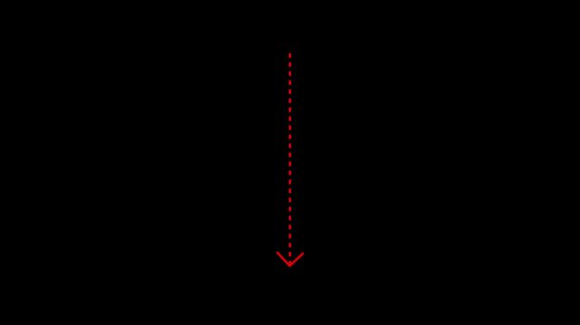 Down arrow direction icon with dotted line animation. dot arrows icon sign animation. Motion graphics of straight line arrow. 4k video