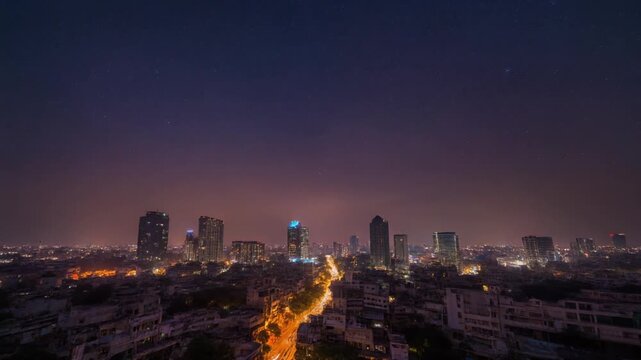 Dramatic ahmedabad city timelapse of urban skyline at sunset