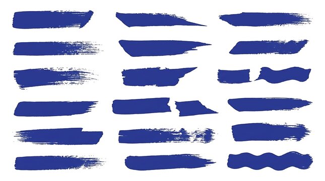 Dark blue paint brush strokes isolated on a white background surface