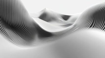 Naklejka premium Dynamic black-white waves create an abstract flowing pattern, evoking motion and fluidity