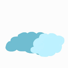 Obraz premium A simple minimalist illustration of two overlapping fluffy clouds in light blue and teal shades, isolated against a plain white background.