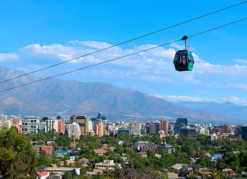 Cable cars skyline Santiago Chile