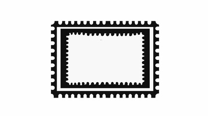 Fototapeta premium Postage stamp silhouette features a blank rectangular center with perforated edges, serving as an isolated graphic design element.