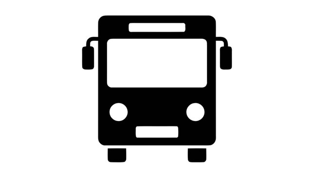 Vector illustration of black icon of a passenger bus on a transparent background