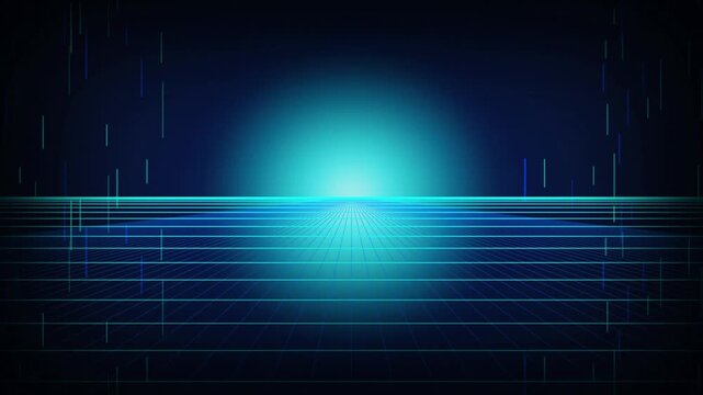 Synthwave retro grid landscape seamless loop motion background