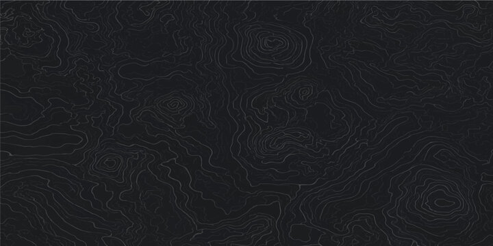 Dark abstract textured contour line background with irregular wavy topographic terrain elevation map vector illustration