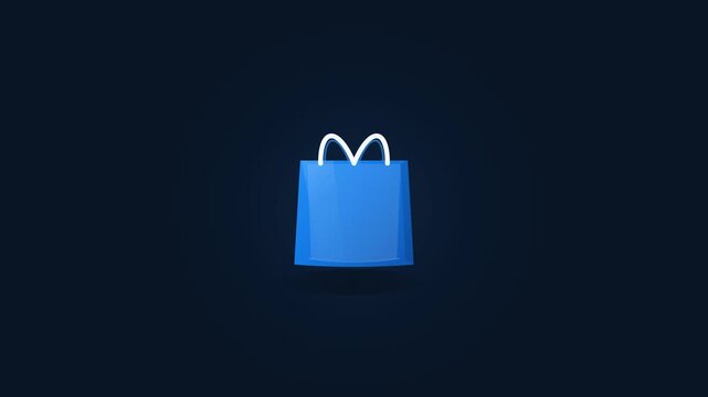 3D Render of a Minimalist Blue Shopping Bag on a Dark Navy Background for E-commerce and Retail Concepts