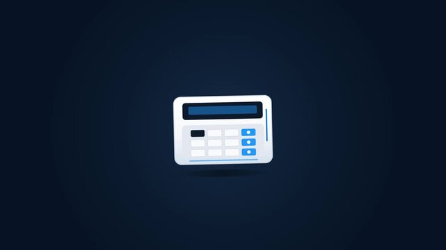 Sleek flat design electronic calculator or keypad interface symbol for mathematical data entry and financial management