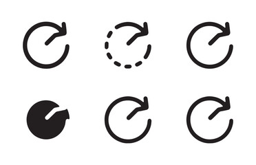 Fototapeta premium Black and white reload and refresh arrow icons vector set for web and app interface.