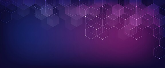 Abstract purple technology background with glowing digital hexagon grid and data lines