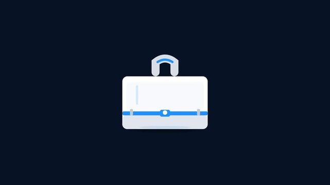 Flat vector illustration of a white briefcase icon with blue accents for professional business and career concepts