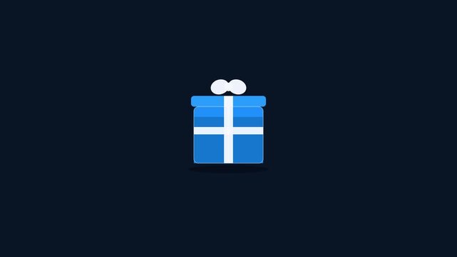 Flat design blue present box icon with white bow for birthday, holiday, and anniversary celebrations