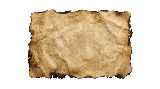 Old parchment paper texture with aged look isolated on transparent background
