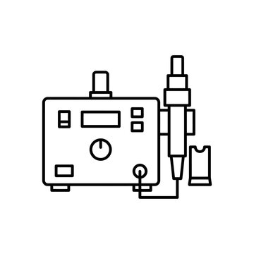 Medical device with handheld applicator a line style illustration on a white background medicalequipment diagnostictool