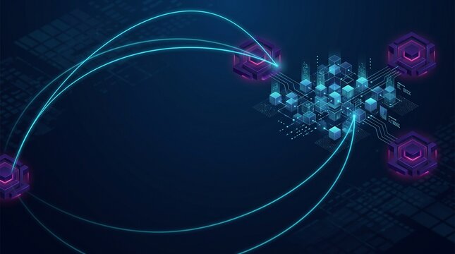 Futuristic Industry 4.0 Spatial Computing Cyber Tech Background