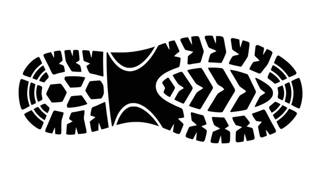 Vector illustration of shoe sole imprint footprint silhouette on a transparent background