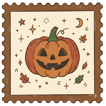 cute pumpkin helloween stamp 