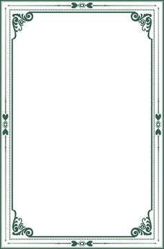 Vintage Green Frame Template Isolated Border Design for Certificate, Book Cover and Invitation. 45