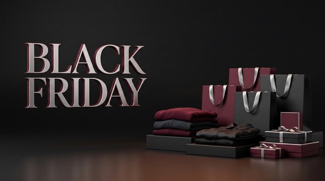 Elegant black friday sale concept with luxury items and dark background