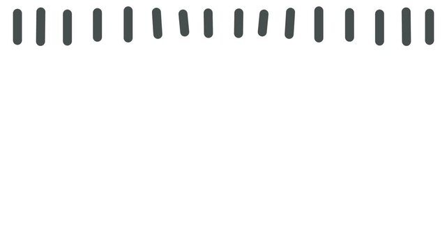 A row of short, thick stripes hangs from above. All objects tremble and shake.
