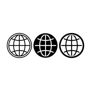 Set of globe icons in different styles, globe symbol, world icon, earth logo, international symbol, travel sign, global network concept