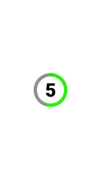 10 second countdown timer animation with number text from 10 to 0 with interesting circle. Circle countdown timer of 10 sec on white background